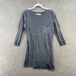 Brochu Walker Linen Knit Tunic Top Size Medium Blue Gray Lagenlook